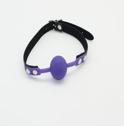 WholeD41mm purple silicone ball gagbondage restraint rubber mouth plug with PU beltadule sex bondage ball gag4406033