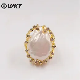 Cluster Rings WT-MPR048 WKT 2024 Exquisite Natural Pearl Ring Women Gift Style Beautiful Birthday Celebration Fashion Accessories