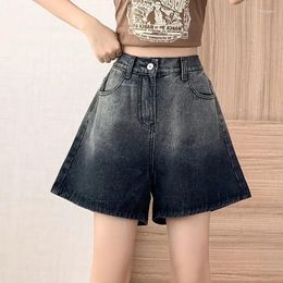 Women's Jeans 2024 Summer Denim Shorts Women Clothing Casual Loose Elastic High Waist Wide Leg Straight Short Wigh Streetwear Q536