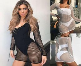 2021 New Style Fashion Women Mesh Solid Beach Hollow Out Bathing Suit Bikini Swimwear Cover Up Tops Beachwear Swimming9626781