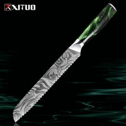 Bread Knife, 8 Inch Serrated Bread Knife Ultra Sharp Edge Cake Knives with Ergonomic Handle for Slicing Bread, Cake and Bagels