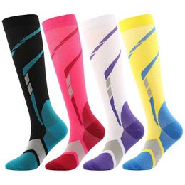 Socks Hosiery New Compression Stockings Sport Long Socks Pack Unisex Sports Socks Lot Prevent Varicose Veins Nurse Socks Football Running Y240504