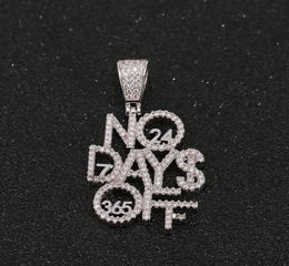 Iced out hiphop Jewellery micro paved NO DAYS OFF Letters pendants necklaces for men women cool fashion gifts4061314