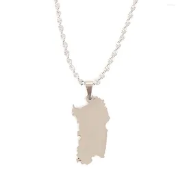 Pendant Necklaces Stainless Steel Italy Sardinia Map Necklace Silver Colour Trendy Sardegna Chain Jewellery Gifts