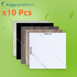 K10pcs PVC Imitation Marble Floor Stickers Selfadhesive Wall Waterproof Bathroom Home Decoration Decals 3030cm 240429