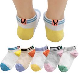 Kids Socks 5 Pairs/Lot 1-12Y Spring Summer Children Breathable Mesh Socks Boy Girl Cotton Casual Baby Fashion Clothes Accessories Y240504