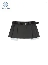 Skirts Summer 2024 Design Fashion Solid Color Low Waist Mini A-line Skirt Sexy Women Sweet Coquette Pleated Preppy Stylecs