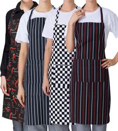 Apron Striped Plaid Long Man Women Waistwith Pocket Catering Chef Waiter Bar Unisex Coffee Shop Work for Kitchen1491717