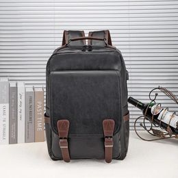 Backpack Vintage Male Men's School Fashion Business Backpacks Large Capacity Travel Bag Laptop With USB Charging