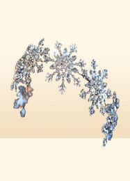 Luxury Crystal Snowflake Hairband Floral Bridal Tiaras Baroque Crown Pageant Diadem Headband Wedding Hair Accessories 2202189518561446238