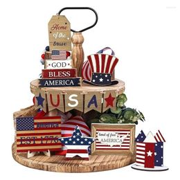 Party Decoration 4th Of Julys Patriotics Tiered Tray Decors Independences Day Decorations Farmhouses Memorials Wooden Sign GXMA