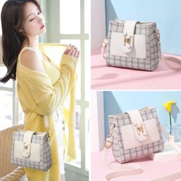 Shoulder Bags Mini Grid Bag Women's 2024 Korean-Style Fashion All-match Shoulder/Crossbody Bucket