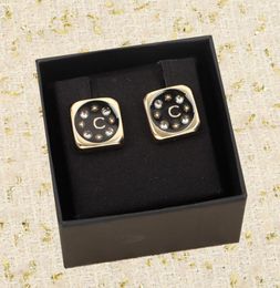 2023 luxury quality charm stud earring with diamond and black Colour square have box stamp PS38544274381