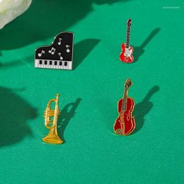 Brooches Retro Style Music Series Alloy Brooch Exquisite Atmosphere Guitar Violin Shape Enamel H1412