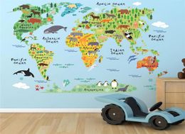 2019 Wedding Decoration Cartoon Animals World Map Wall Decals for Kids Rooms Home Decorations Wall Stickers DIY Art Posters4052321