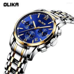 Wristwatches OLIKA Quartz Mens Watches Top Business Waterproof Sport Military Luminous Watch Male Relogio Masculino