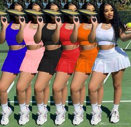 Women Designers Clothes 2021 dresses fashion casual sexy solid nightclub style slim sports vest skirt two piece set5670046