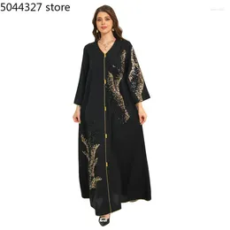 Ethnic Clothing Black African Dresses For Women Elegant Polyester Muslim Fashion Abayas Dashiki Robe Kaftan Long Maxi Dress Turkish Africa