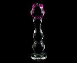 DOMI 213cm Ice and Fire Series Rose Flower Design Glass Women Dildo Adult Butt Anal Plug Sex Toys Y2004219258143