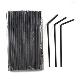 Disposable Cups Straws Plastic Versatile Flexible And 6 210mm Luxurious 100 Pieces/pack Must Have Black Straw