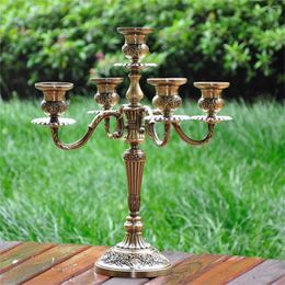 Candle Holders Bronze Candelabra Metal 5-Arm Candlestick Wedding Decoration Activity Dining Table Centre Piece