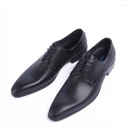 Dress Shoes -style European-style Business Men's Pointed Laces Leather Low Help Marriage Handmade
