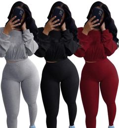 Women jogger suit casual Tracksuit sports 2 piece set long sleeve hoodiesleggings fall winter clothes sportswear plus size 41294506766