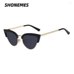 Sunglasses SHONEMES Cat Eye Stylish Women Shades Semi-Rimless Outdoor UV400 Protective Sun Glasses For Ladies