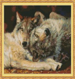 Wolf home decor diy artwork kit Handmade Cross Stitch Craft Tools Embroidery Needlework sets counted print on canvas DMC 14CT 112347582