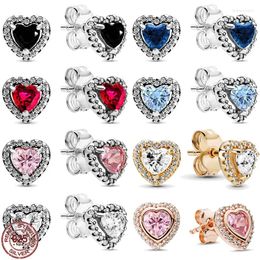 Hoop Earrings 925 Sterling Silver Various Colors Classic Heart Shiny Exquisite Light Luxury Charm Jewelry Festival Surprise Gifts