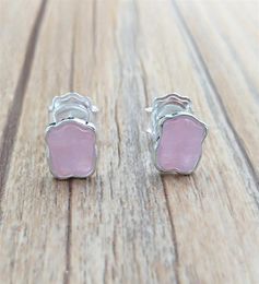 Bear Jewellery 925 Sterling Silver earrings Silver Bear Colour Earrings With Rose Quartzite Fits European Jewellery Style Gift 815433611267344