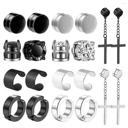 Backs Earrings 1 Pairs Of Men's Fashionable Ear Hole Free Magnet Zircon Stainless Steel False Earring Set Unisex Non Piercing Clip