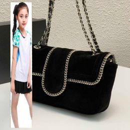 Kids Bags Luxury Brand CC Bag Womens Vintage Borders Nubuck Rubbed Bags Calfskin Matting HASP Black Aged Silver Metal Chain Crossbody Shoudler Designer Outdoor Saco