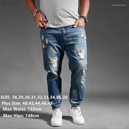 Men's Jeans Mens Jeans Ripped for Men Blue Black Denim Mens Jean Homme Harem Hip Hop Plus Size Trousers 44 46 48 Uomo Fashions Jogger Pantskuhg