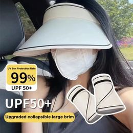 Wide Brim Hats DIHOPE Summer Big Anti UV Sun Hat Sunshade Sunscreen For Women Covering Face Empty Top Grass Knitted Straw Cap