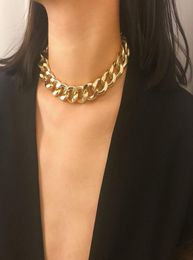 Punk Gold Color Thick Chain Necklace For Women Hip Hop Exaggerated Big Chunky Collar Necklaces Jeweley Gift8266379