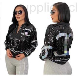 Women's Jackets designer Designer Sequins Women Casual Zip Baseball Jacket Daily Coats Outerwear Free Ship F6AH