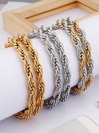 Multicolor 316 Stainless Steel 8mm Rope Chains Necklace Gold and Silver 24 inch Hip Hop jewerly4170307