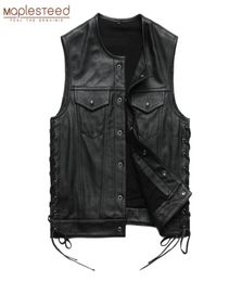 Men Leather Vest 100 Cowhide Motorcycle Vest Biker Leather Vests Moto Leather Waistcoat Asian Size M5XL M435 2011265281091