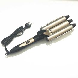 Hair Curlers Straighteners Voltage 110-240 - v sale Fashion Three pipe joint Ceramic Triple Barrels Curling Iron Deep Wave Curler Hair Waver Freeshipping Y240504