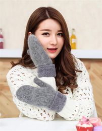 Women039s Cute Winter Warm Wool Gloves Warm Wool Fingerless Winter Gloves Mittens Woman New Design Solid Color1022475