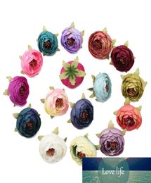 45cm 17Colors Whole Artificial Silk Tea Rose Bud Flower Heads for DIY Wedding Flower Wall Event Party Garland Headware Deco2400812