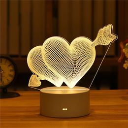 2022 Valentines Day Gift 3D Love Lamp Acrylic Bear Rose LED Night Light Kids Birthday Gift Rabbit Easter Deco Wedding Decoration Christmas gift 2928