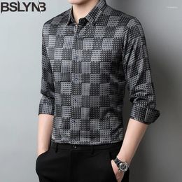 Men's Casual Shirts Long Sleeve Shirt Male Personalised Plaid Stand Collar