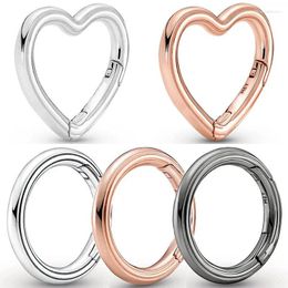 Loose Gemstones Original Rose & Ruthenium ME Styling Round Heart Connector Charm DIY Jewelry Fit 925 Sterling Silver Bead Bracelet