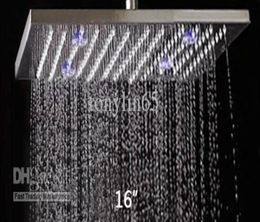 LED Shower Head Stainless Steel30416 Inch Square Brushed Nickel Overhead Rainfall Top Shower3254975