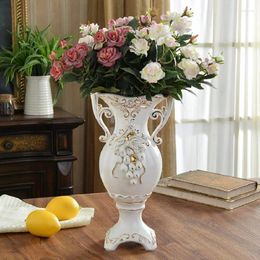 Vases European Style Wine Cabinet Ornaments Vintage Flower Arrangement Resin Vase Bookshelf TV Creative Home Decoration Decora