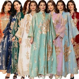 Ethnic Clothing Middle Eastern Golden Pearl Embroidered Yarn Muslim Female Maxi Dresses For Women Evening Sets