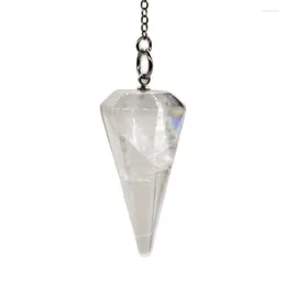 Pendant Necklaces Natural Healing Crystal Quartz Hexagon Pyramid Reiki Pendulum Divination Dowsing Chakra Stone Pendulos Amulet Jewelry