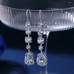 Dangle Earrings Luxury Moissanite Solid 14K 10K White Gold Fashion Drop For Women